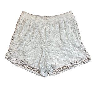 lane bryant crochet shorts 18/20 white stretchy waistband pull on 6” inseam